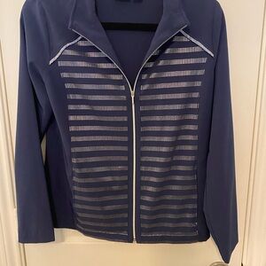 Women's Chicos Zenergy Golf Blue Jacket with Silver Accents Size0